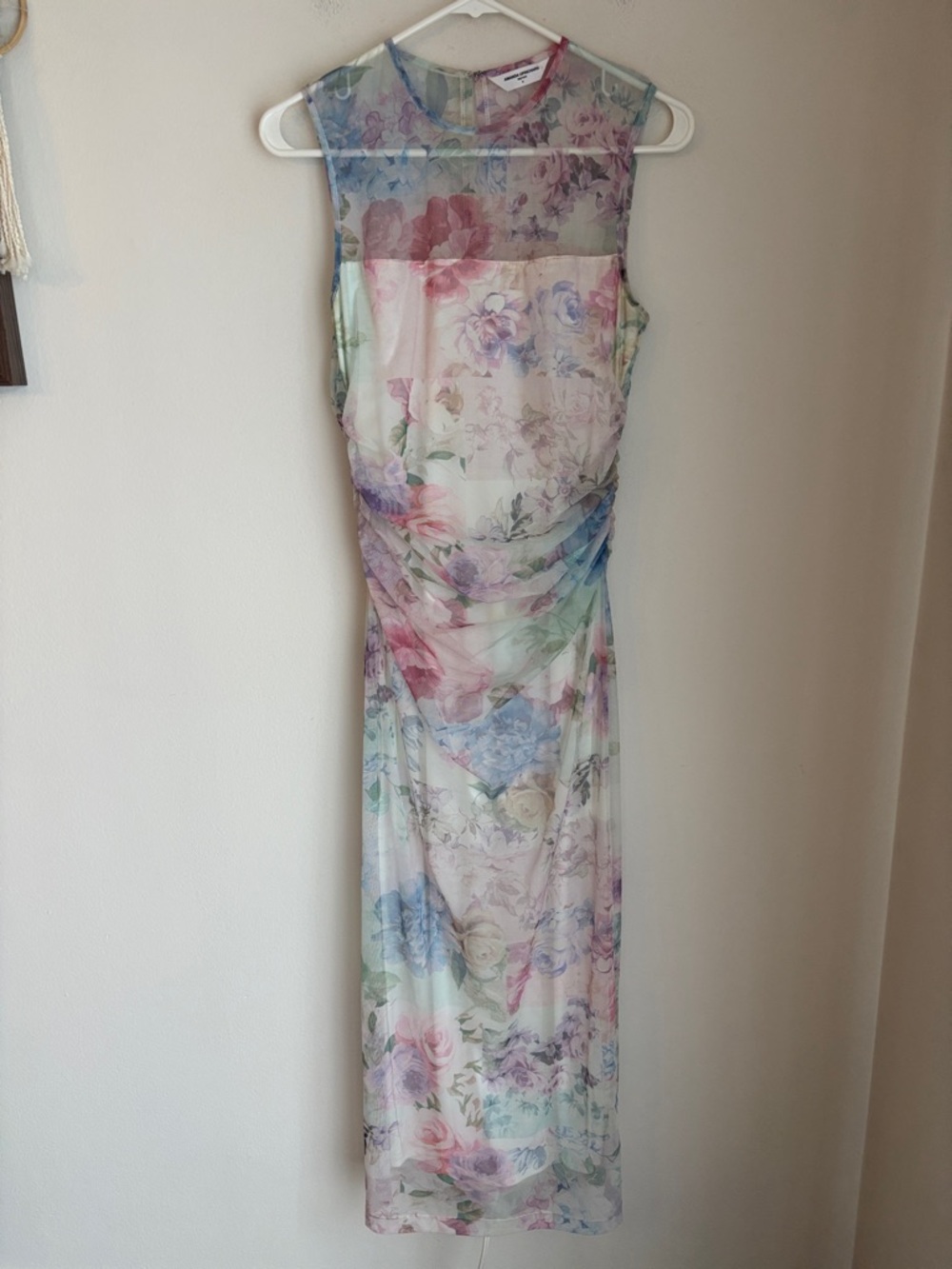 Amanda Uprichard Lyle Sheer Floral Midi rouged pastel Dress Womens MD bridal EUC - Picture 5 of 16